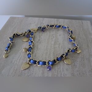 The Limited Blue & Gold Chain Belt with Charms Measures